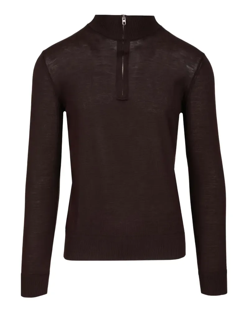 Al Duca D’Aosta 1902 zip-fastening knitted sweater - Braun Braun
