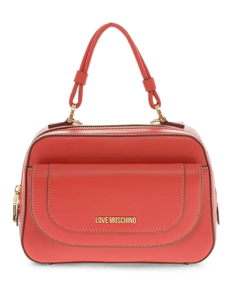 Moschino logo-plaque top-handle tote bag - Rot Rot