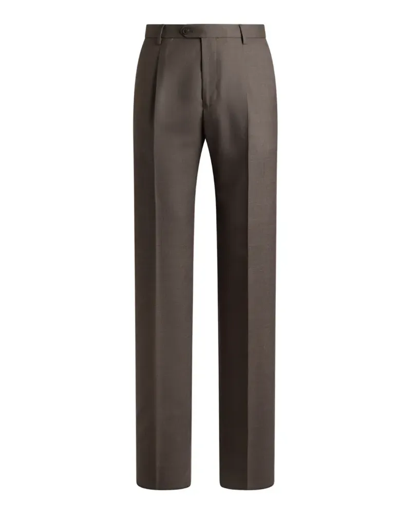 Etro wool-blend flannel trousers with crease detail - Braun Braun