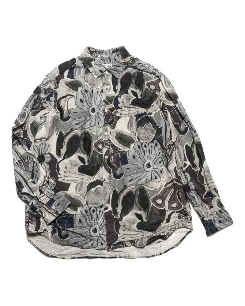 Casey Casey Big Raccourcie Hemd mit Print - Grau Grau