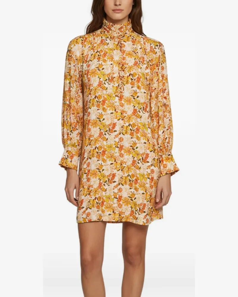 Sandro Faltenkleid mit Blumenprint - Orange Orange