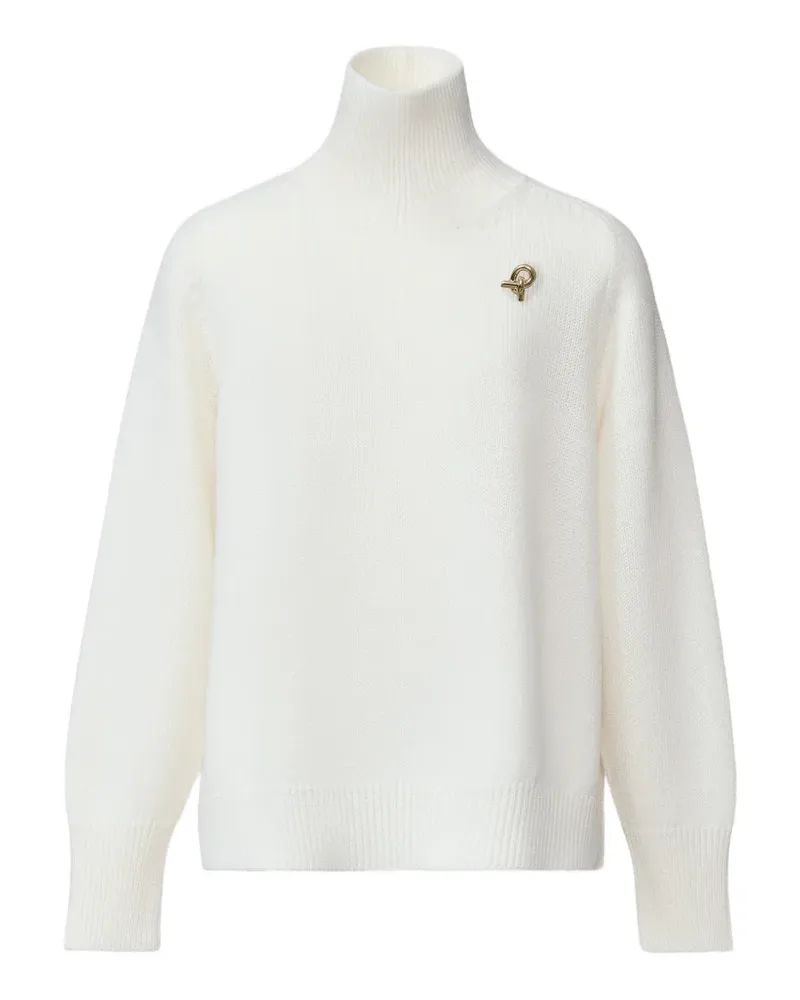 Fabiana Filippi Rollkragenpullover mit Brosche - Weiß Weiß