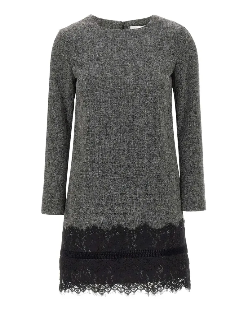 Kaos lace-trimmed bouclé-tweed midi dress - Grau Grau