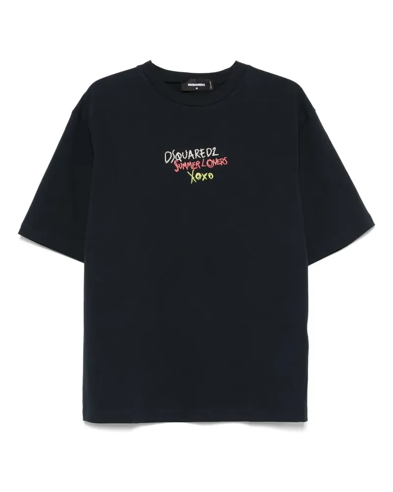 Dsquared2 T-Shirt mit Logo-Stickerei - Blau Blau