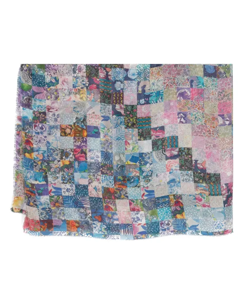 Faliero Sarti Patchwork-Schal mit Blumen-Print - Violett Violett