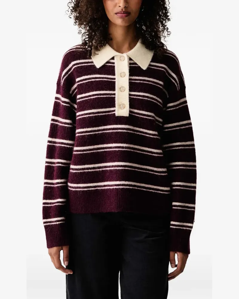 Marc O'Polo Gestreifter Pullover mit Polokragen - Braun Braun