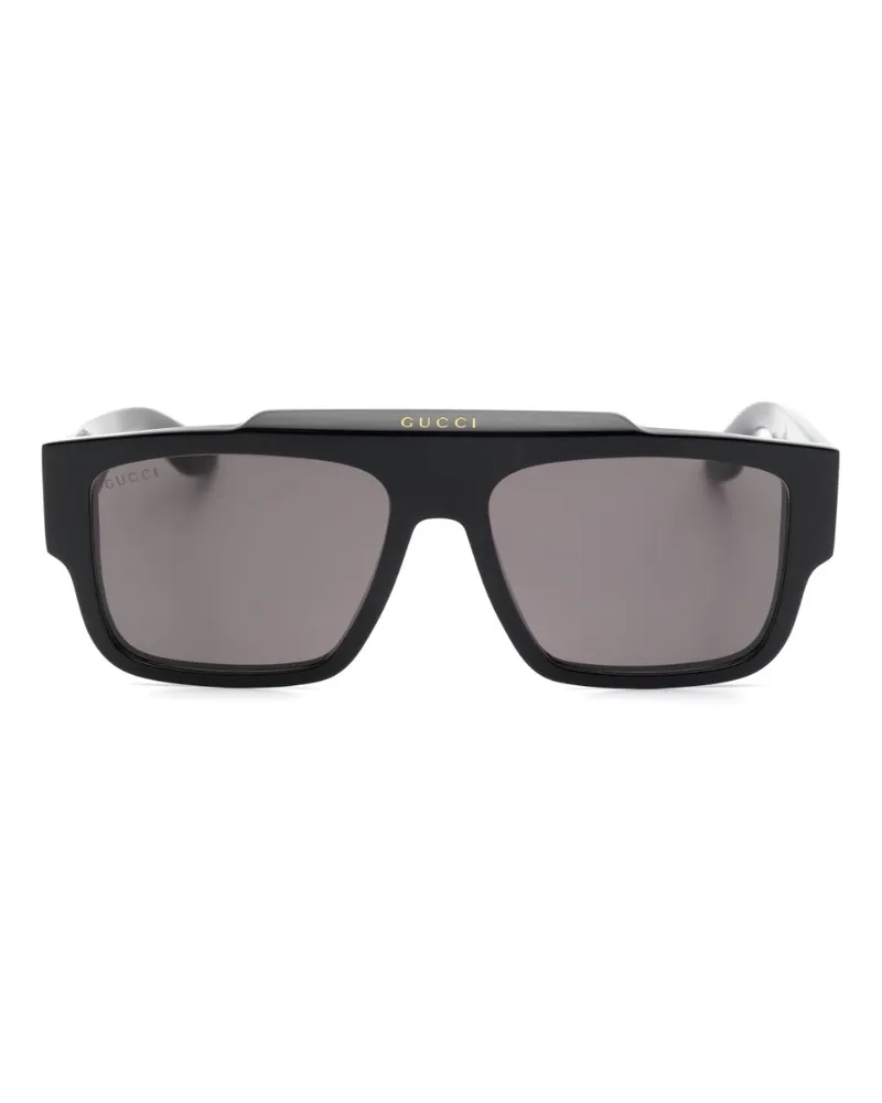 Gucci Sonnenbrille mit Logo-Gravur - Schwarz Schwarz