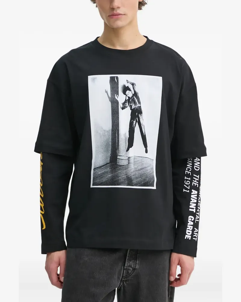 Études Studio Langarmshirt mit grafischem Print - Schwarz Schwarz