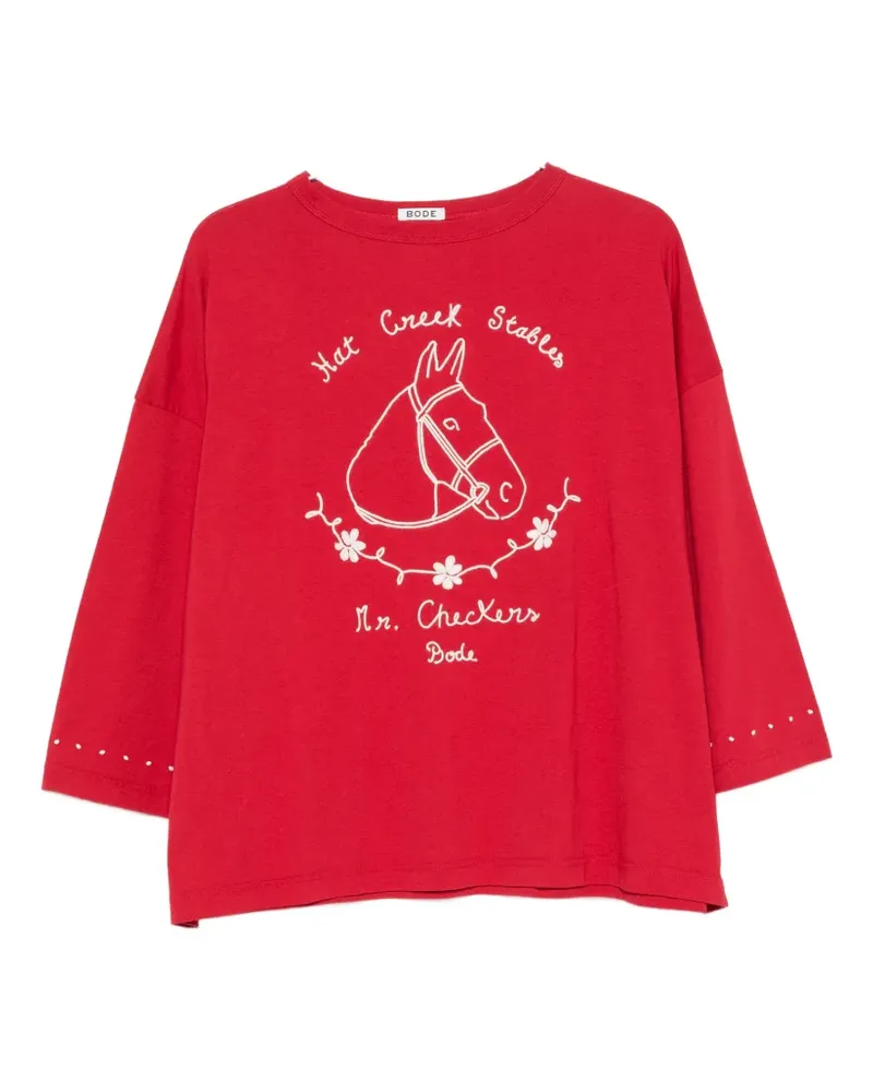BODE Stables graphic-print three-quarter-sleeve T-shirt - Rot Rot