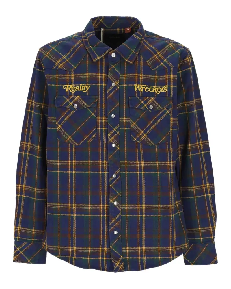 Deus Ex Machina check-print embroidered shirt - Blau Blau