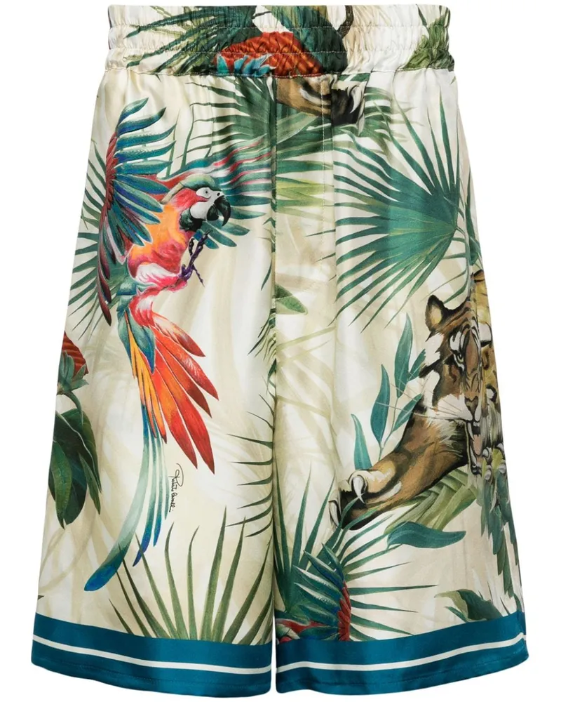 Roberto Cavalli Seidenshorts mit Dschungel-Print Mehrfarbig