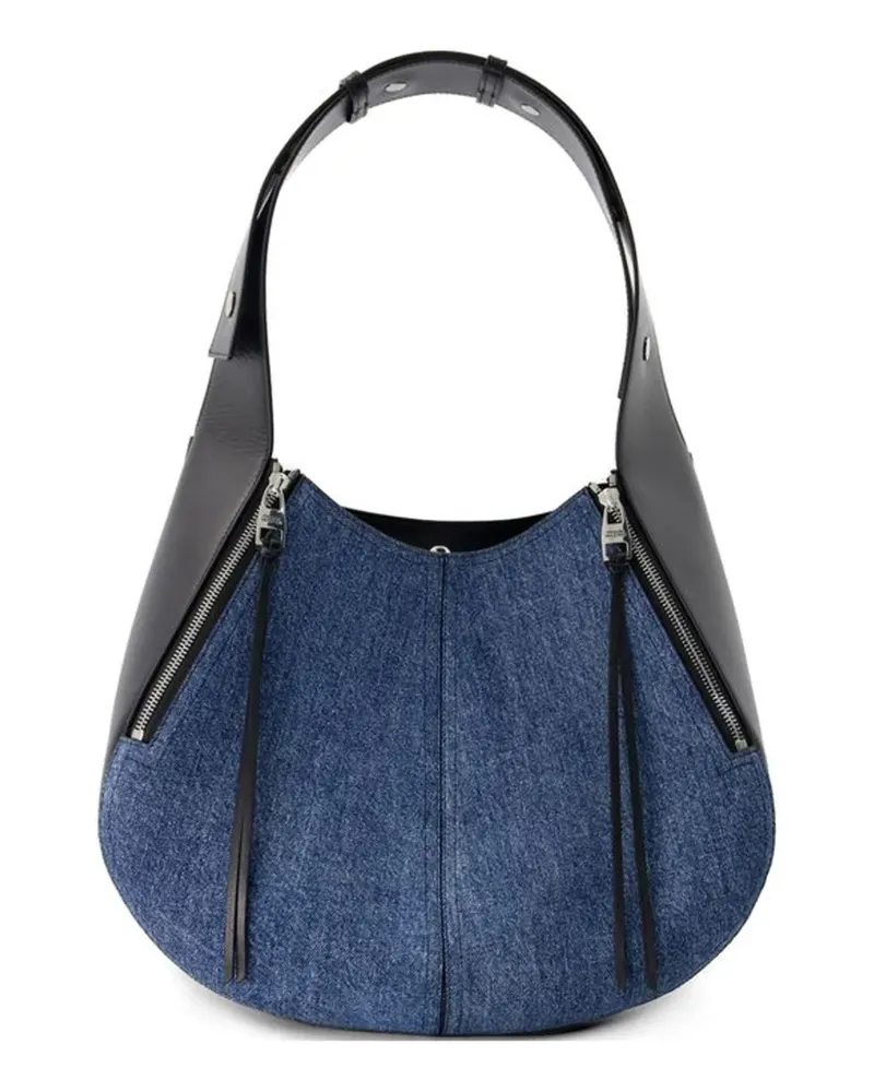 Alexander McQueen zip skull shoulder bag - Blau Blau