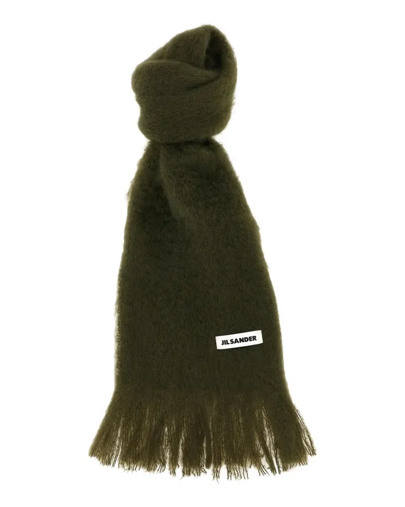 Jil Sander Schal mit Fransen - Grün Grün