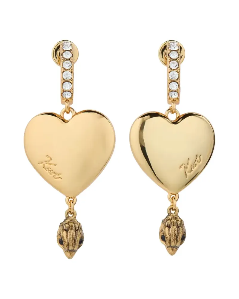 Kurt Geiger large heart crystal-embellished earrings - Gold Gold
