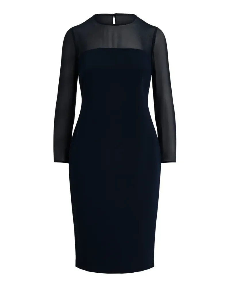 Ralph Lauren Maxikleid aus Krepp mit Chiffonpasse - Blau Blau