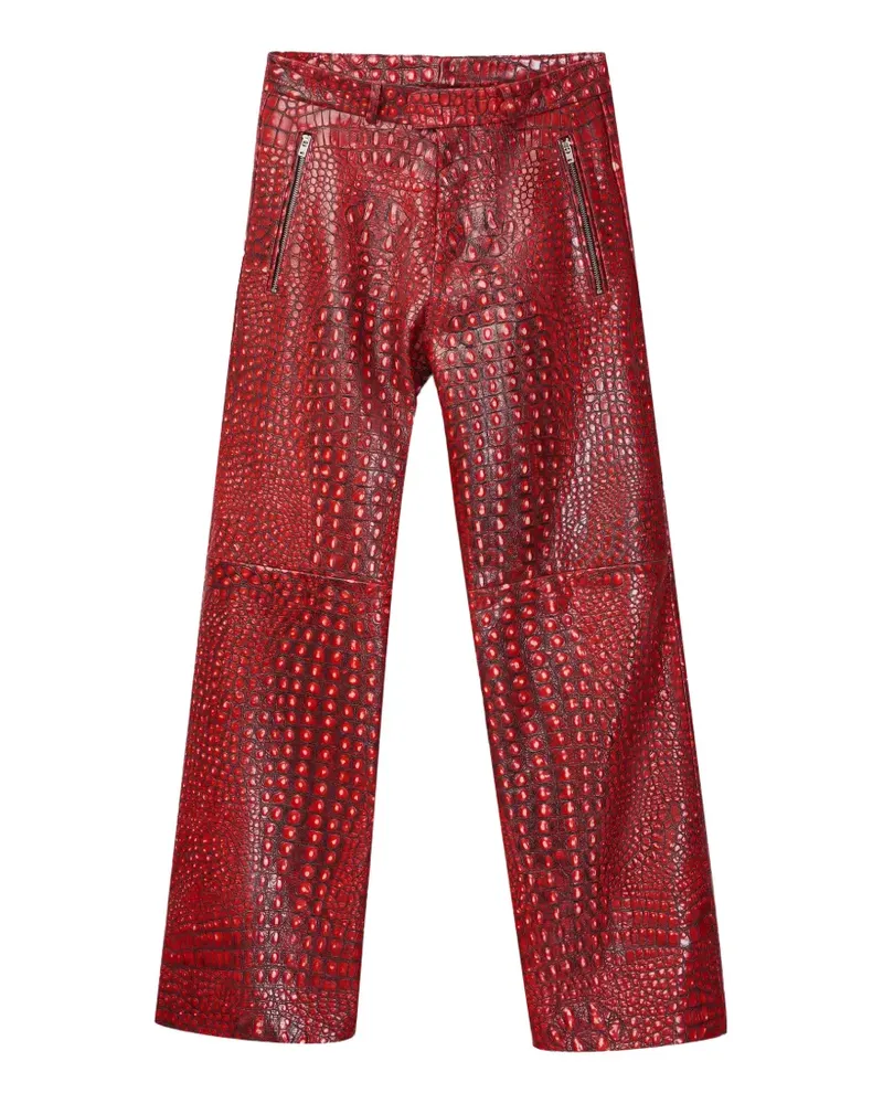 Camper Lederhose mit Reißverschluss - Rot Rot