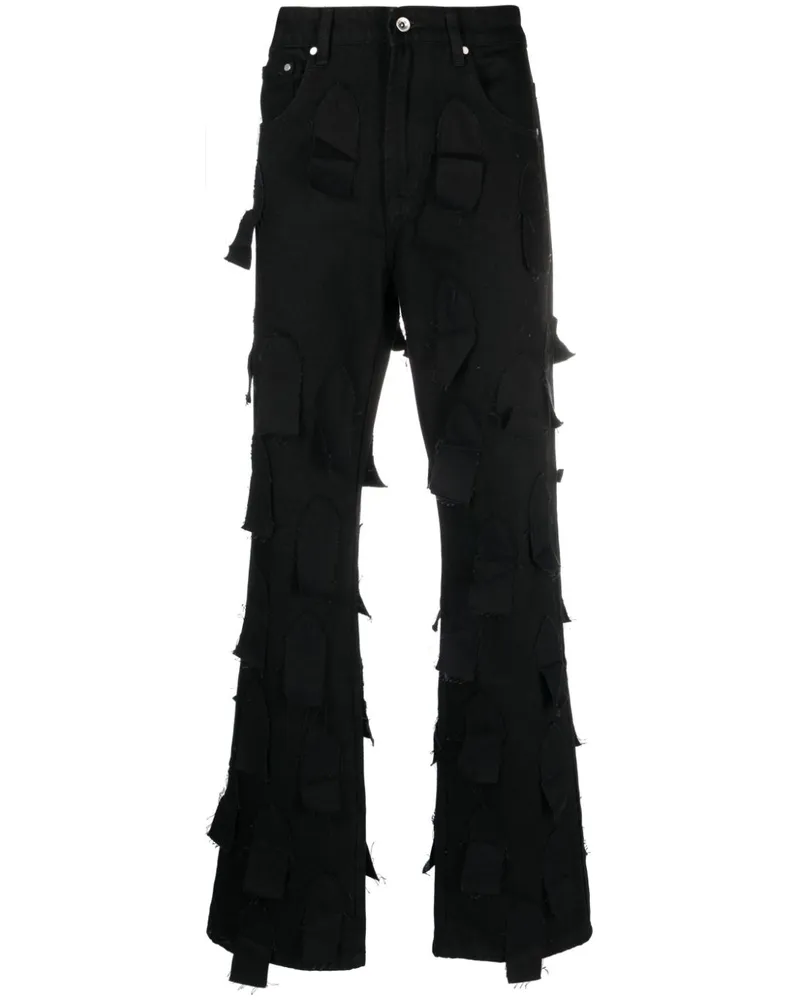 WHO DECIDES WAR Straight-Leg-Jeans mit Cut-Out Schwarz