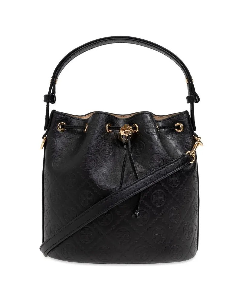 Tory Burch Beuteltasche mit durchgehender Logo-Prägung - Schwarz Schwarz