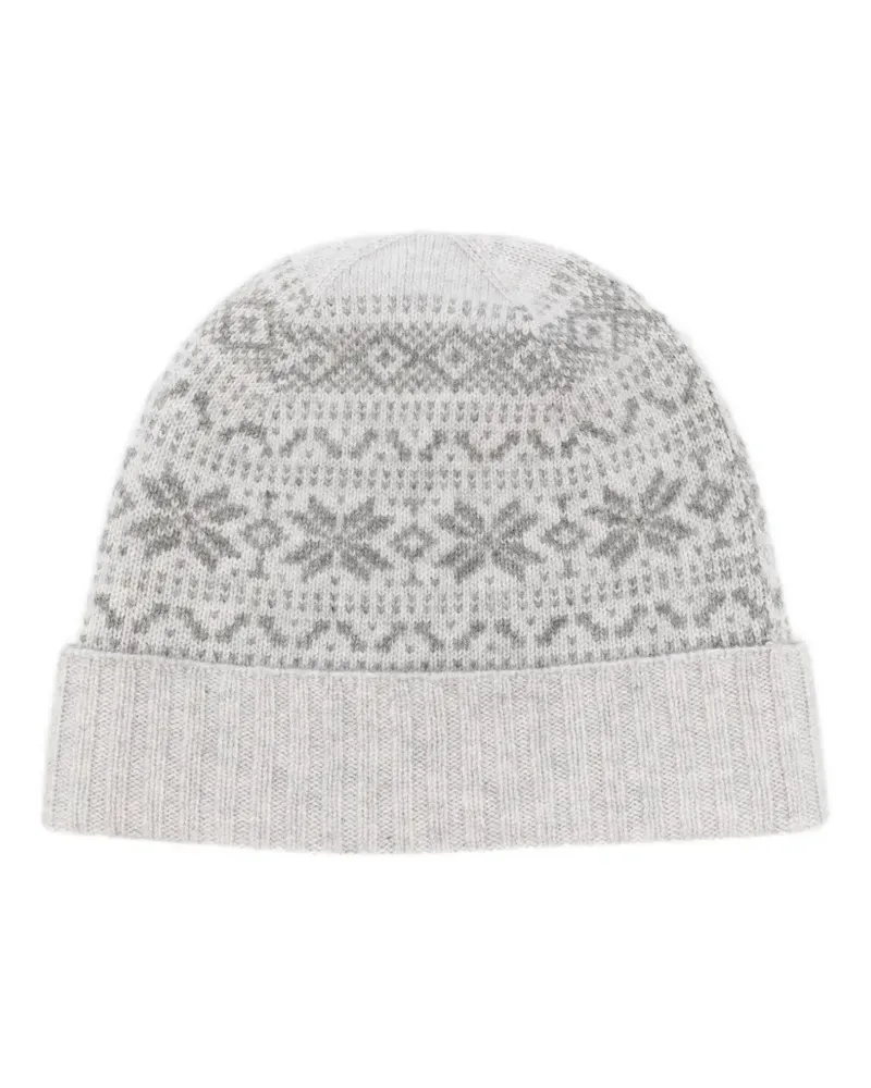 Eleventy Gestrickte Beanie mit Fair-Isle-Muster - Grau Grau