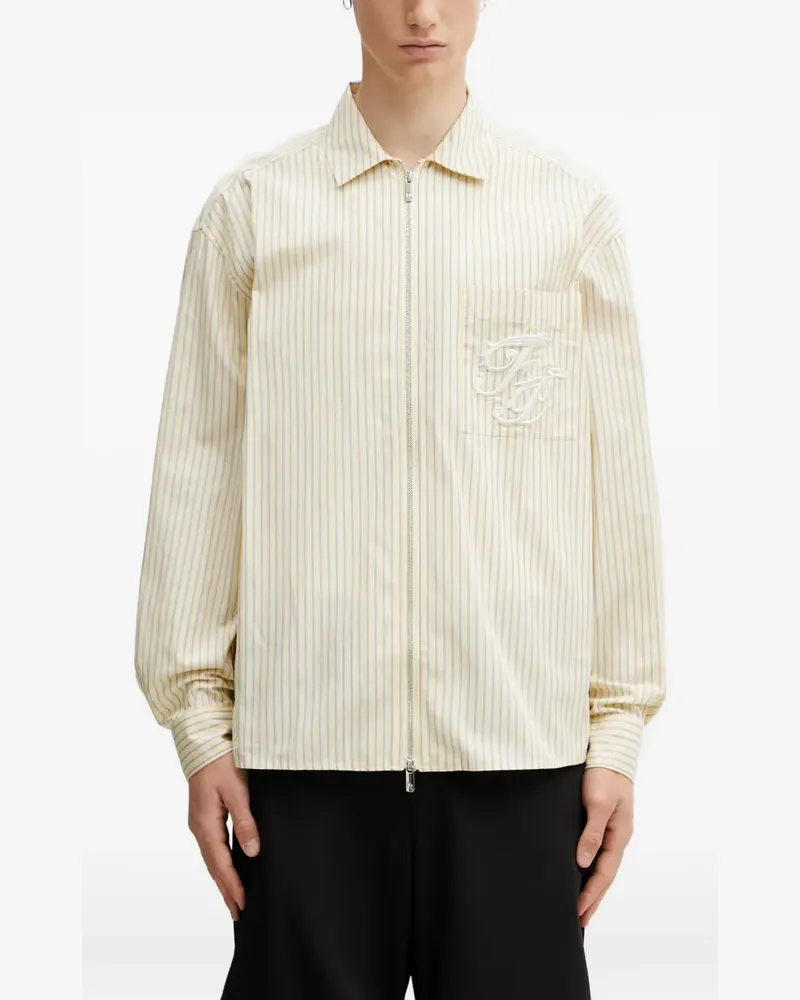 Filling Pieces striped embroidered-logo shirt - Gelb Gelb