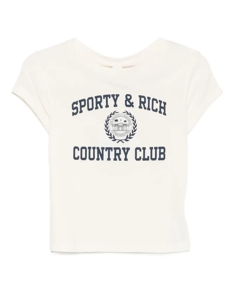 SPORTY & RICH Poly T-Shirt mit Logo-Print - Nude Nude