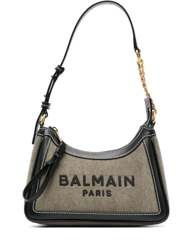 Balmain B-Army Schultertasche mit Logo-Print - Grün Grün