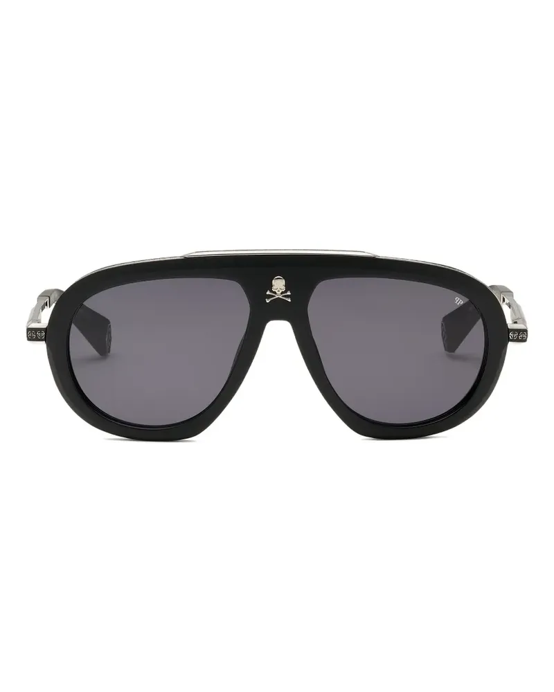 Philipp Plein Legacy Sonnenbrille mit Totenkopf - Schwarz Schwarz