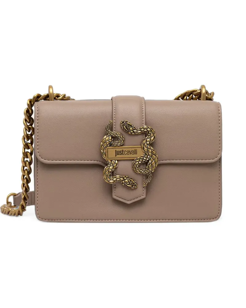 Just Cavalli Schultertasche mit Schlangen-Schild - Nude Nude