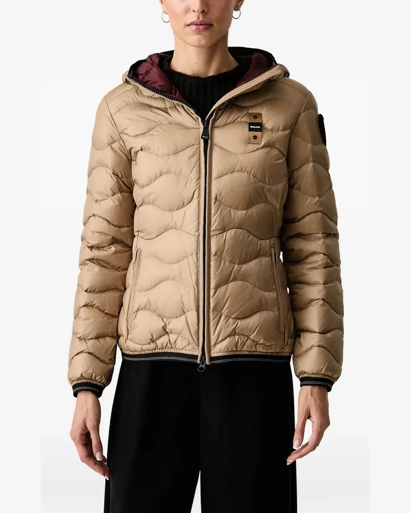 Blauer Camelia Steppjacke mit Kapuze - Braun Braun