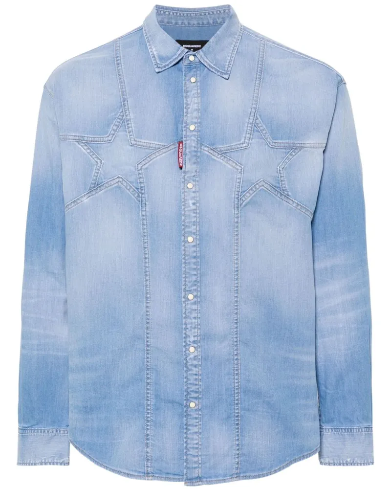 Dsquared2 Twin Stars Jeanshemd Blau