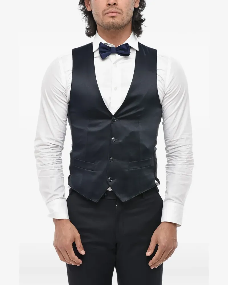 Corneliani satin-finish single-breasted jacket - Blau Blau