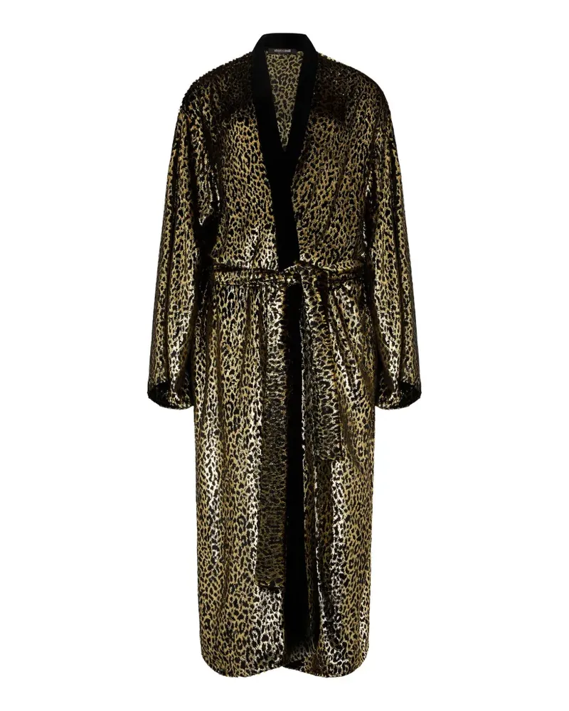 Roberto Cavalli Fil Coupé leopard-print coat - Gold Gold