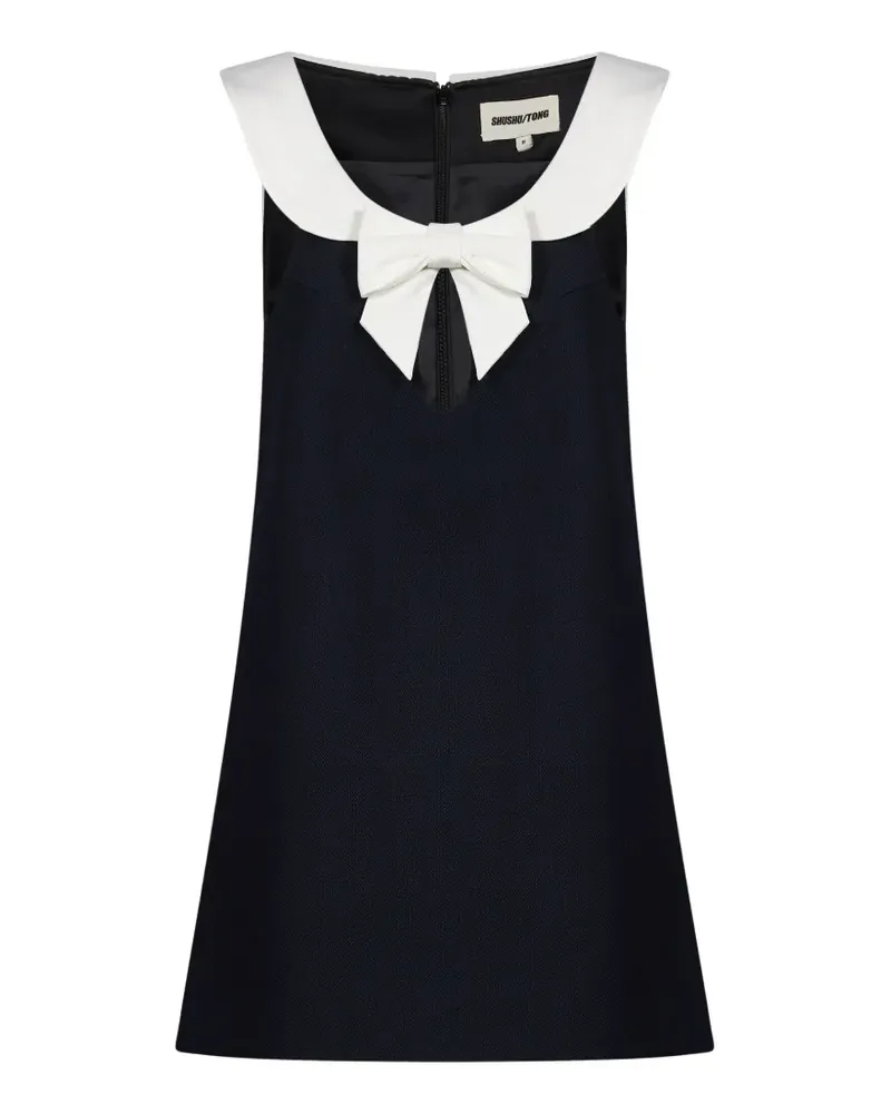 SHUSHU/TONG Minikleid mit Bubikragen und Schleifendetail - Blau Blau