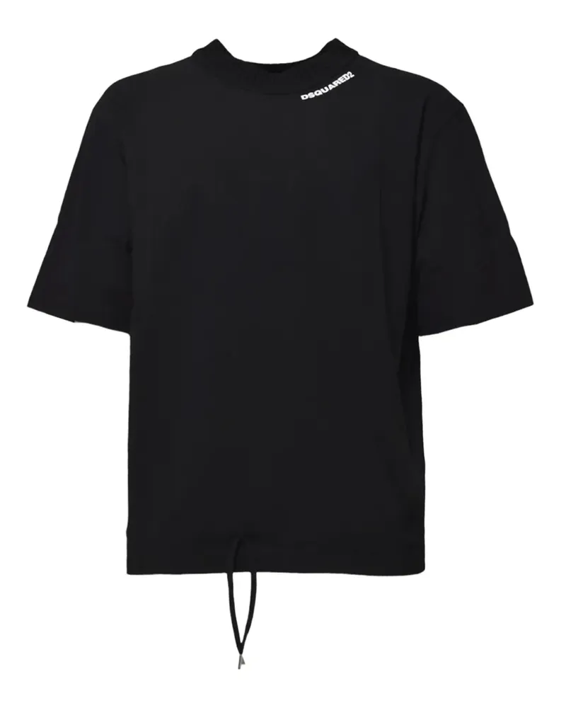 Dsquared2 T-Shirt mit Kordelzug-Saum - Schwarz Schwarz