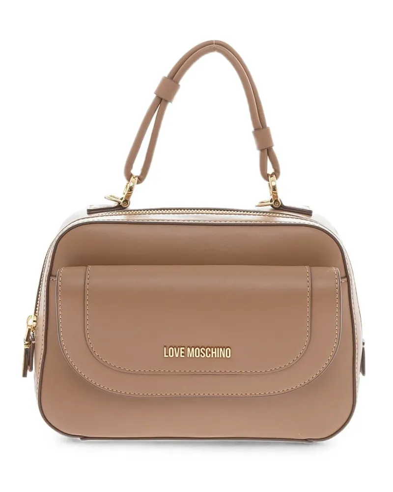 Moschino logo-plaque top-handle tote bag - Braun Braun