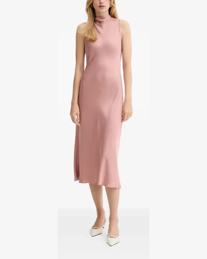 Fracomina rear-bow high-neck midi dress - Rosa Rosa