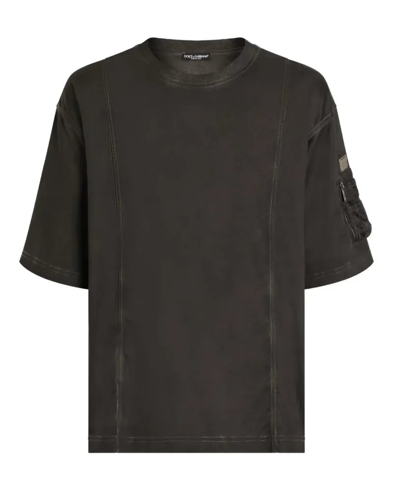 Dolce & Gabbana T-Shirt mit Tasche - Schwarz Schwarz