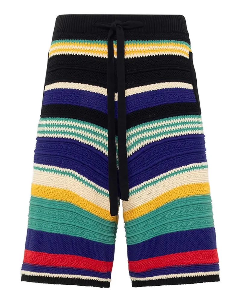 Laneus Gestrickte Shorts mit Streifen - Schwarz Schwarz