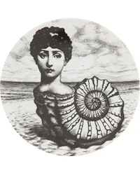 Fornasetti Teller mit Muschel-Print Grau