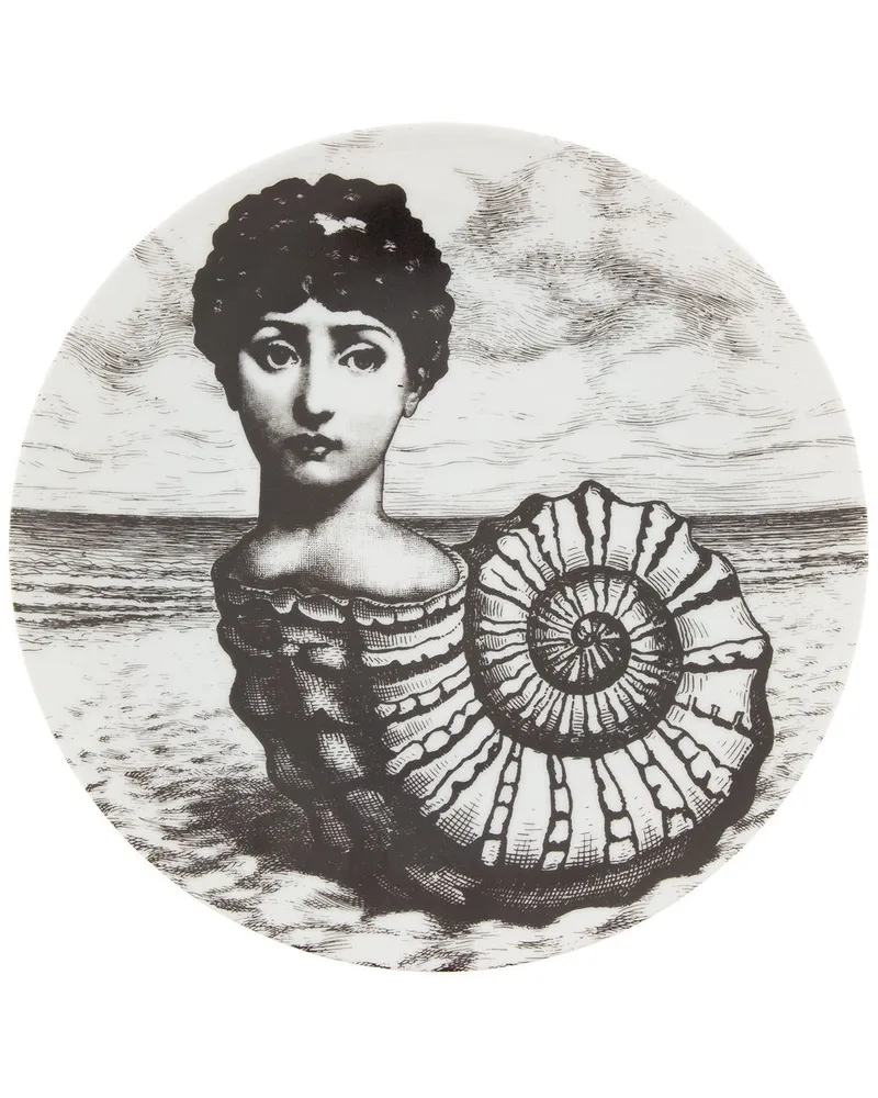 Fornasetti Teller mit Muschel-Print - Grau Grau