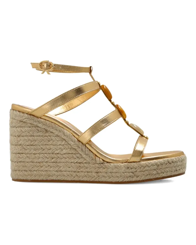 Gianvito Rossi beaded strappy wedge trainers - Gold Gold