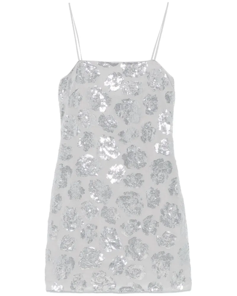ROTATE Birger Christensen Chiffon-Minikleid mit Pailletten - Grau Grau