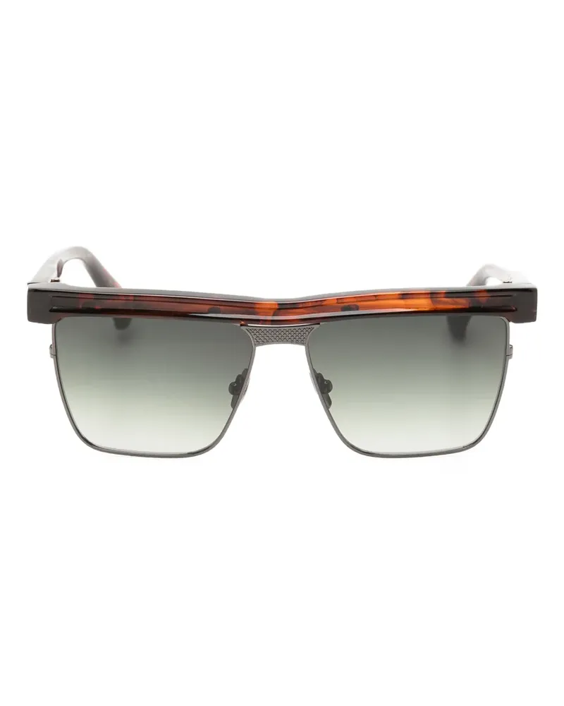 Yohji Yamamoto Sonnenbrille mit eckigem Gestell - Braun Braun