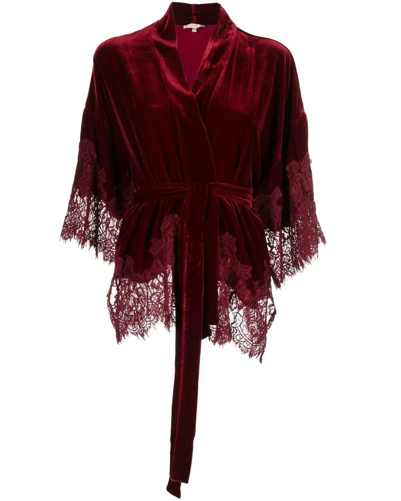 Gold Hawk Clothing Samtjacke mit Gürtel - Rot Rot