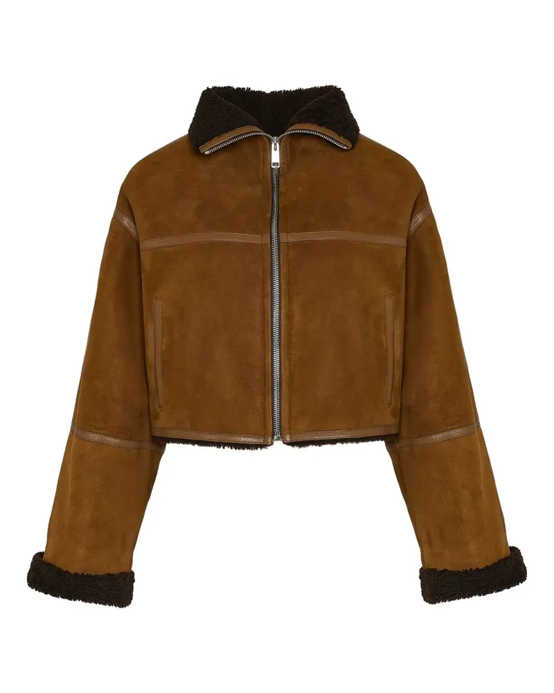 Yves Salomon Wildlederjacke mit Shearling-Besatz - Braun Braun