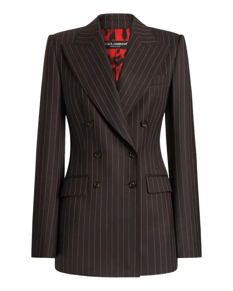 Dolce & Gabbana Doppelreihige Turlington Jacke mit Nadelstreifen - Braun Braun