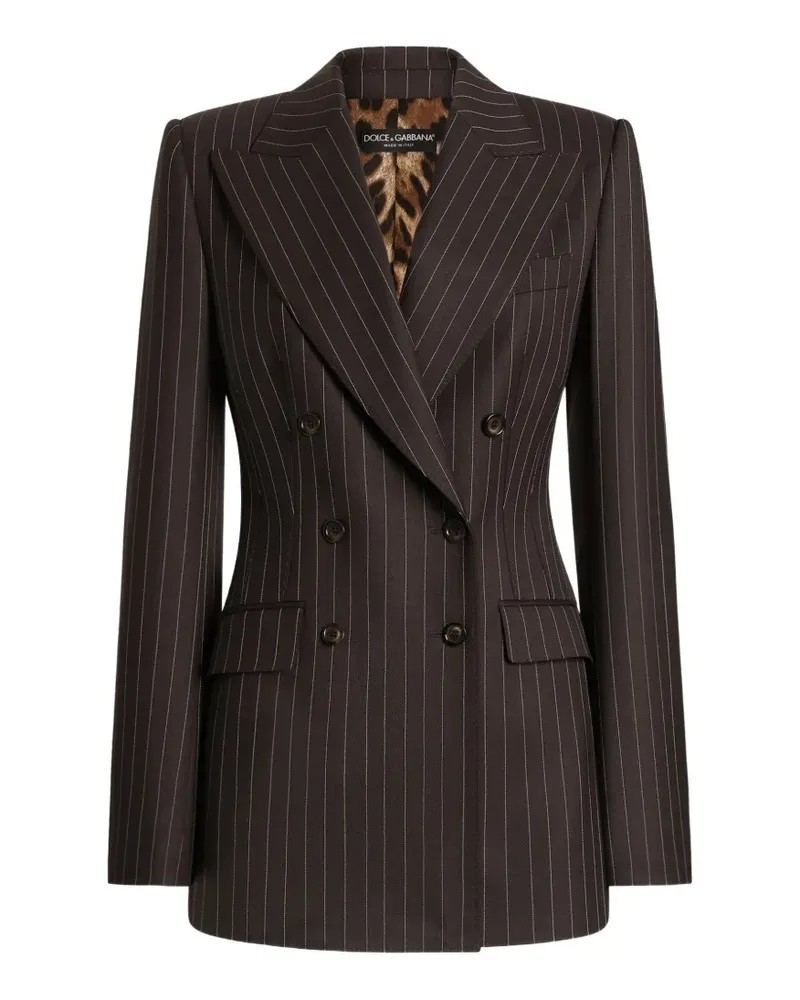 Dolce & Gabbana Doppelreihige Turlington Jacke mit Nadelstreifen - Braun Braun