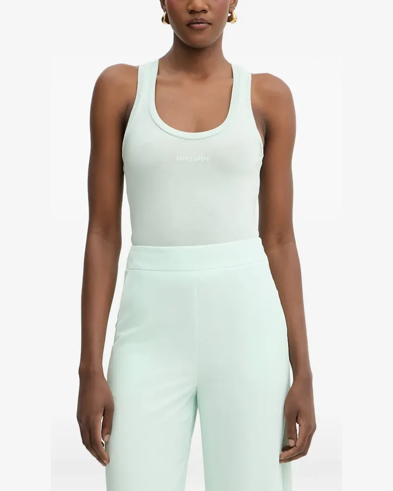 Patrizia Pepe logo-print racerback tank top - Grün Grün