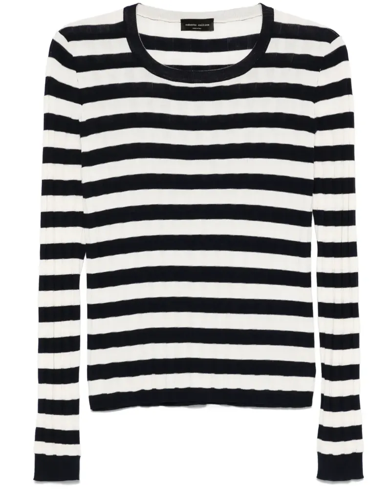 Roberto Collina Gestreifter Pullover - Weiß Weiß