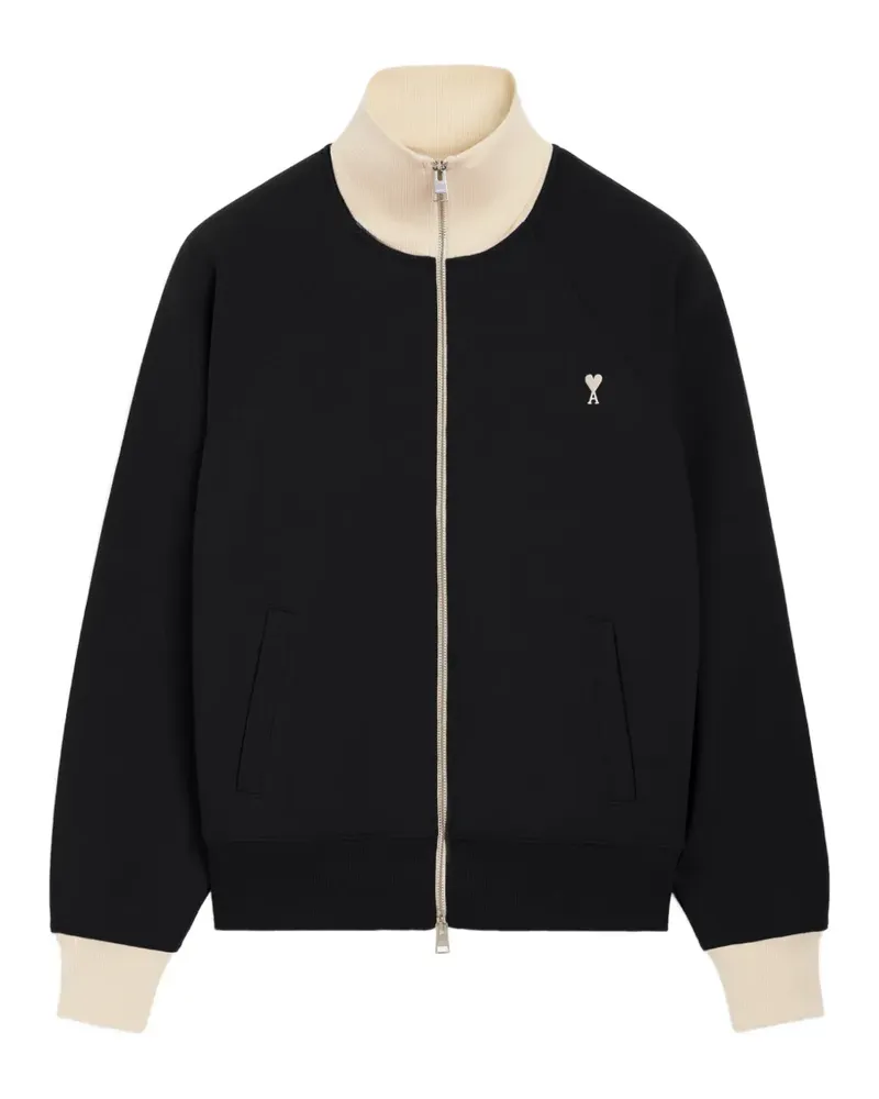 AMI Paris Ami de Coeur Sweatshirt aus Baumwolle mit Reißverschluss - Schwarz Schwarz